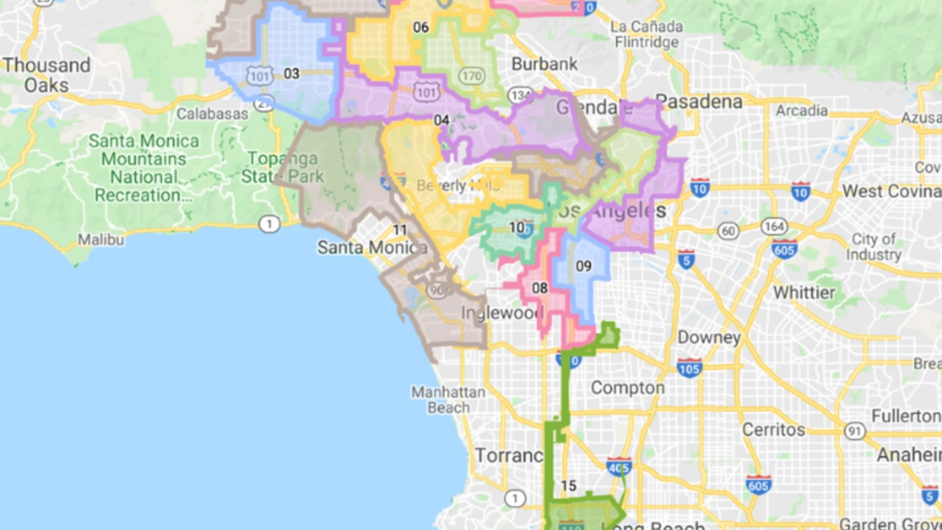 Map of Los Angeles Council Districts